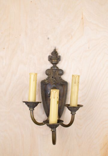 Three Candle Pre War Wall Sconce