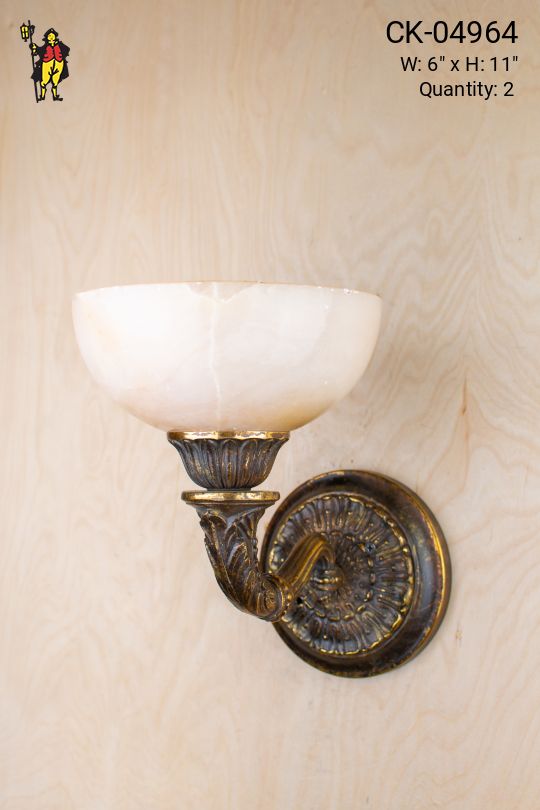One Light Pre War Wall Sconce w/Alabaster Shades