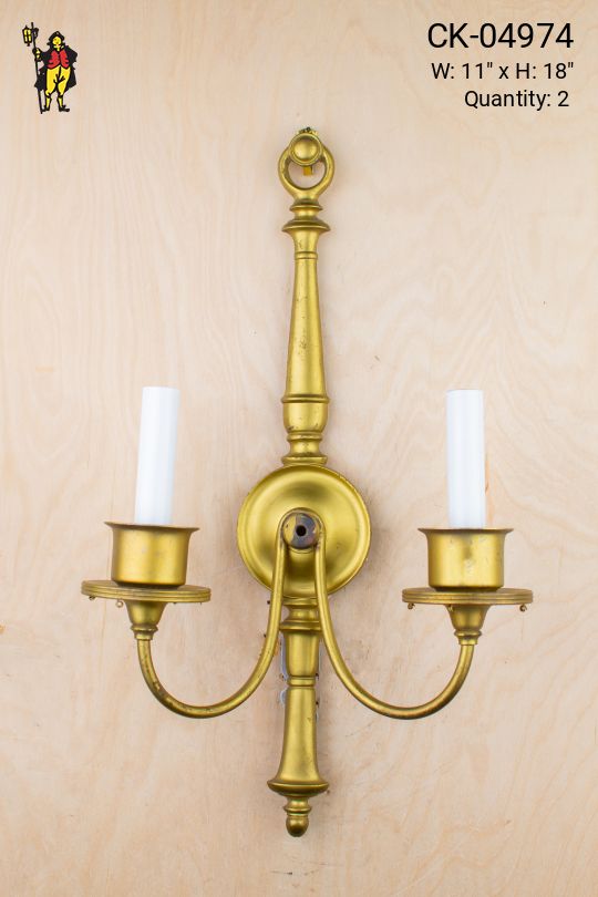Art Deco Brass Two Candle Wall Sconce