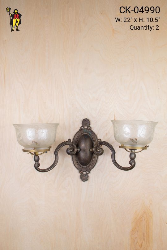 Victorian Two Light Gas Style Wall Sconce