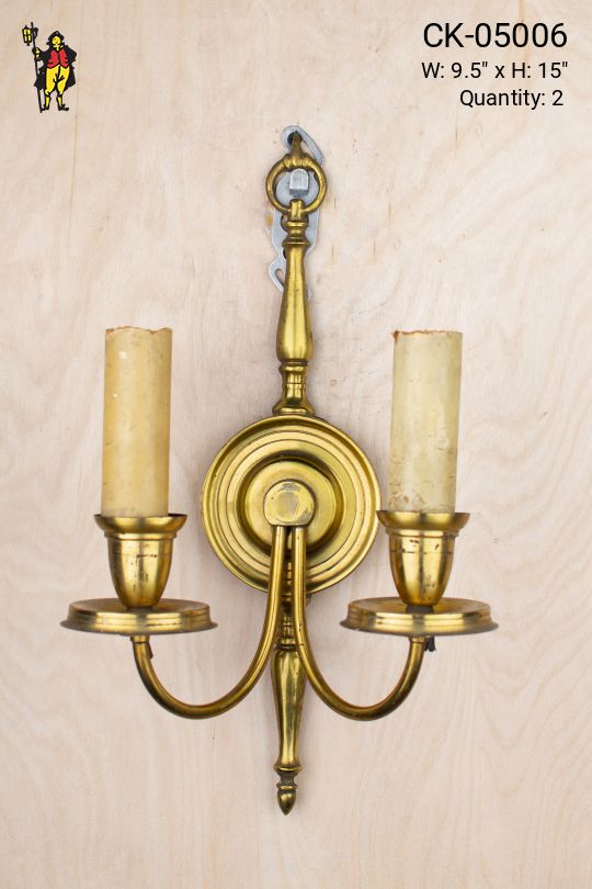 Traditional Brass Two Candle Wall Sconce