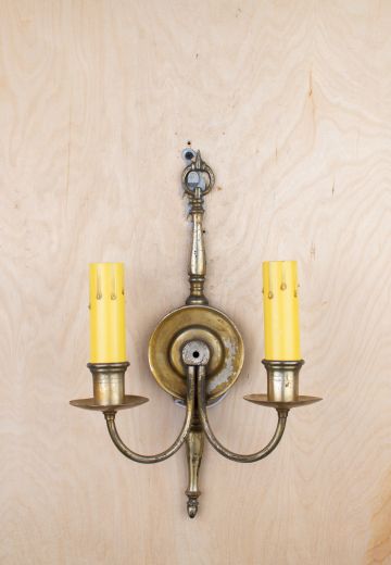Distressed Two Candle Curved Arm Wall sconce