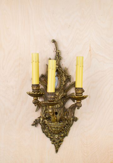 Brass Three Candle Wall Sconce