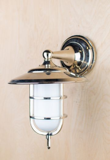 Polished Chrome Caged Lantern Wall Sconce