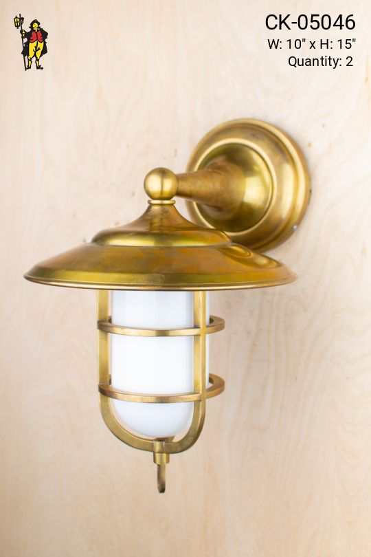 Brass Caged Lantern Wall Sconce