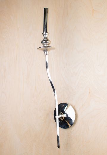 Tall Modern Single Candle Polished Silver Wall Scone