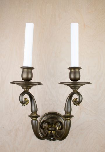 Bronze Art Deco Two Candle Wall Sconce