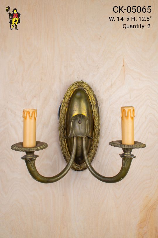 Antique Brass Two Candle Wall Sconce