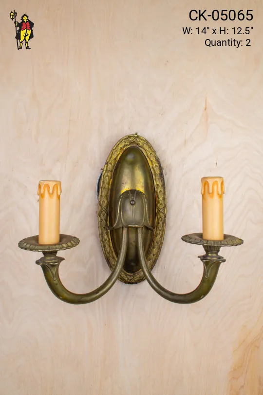 Antique Brass Two Candle Wall Sconce