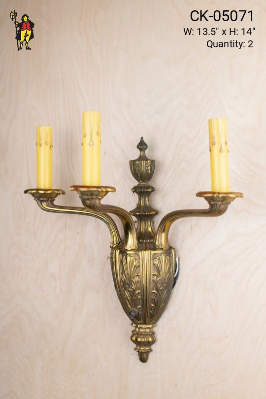 Three Candle Deco Wall Sconce