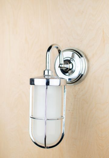 Mid Century Modern Polished Chrome Lantern Wall Sconce