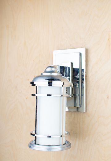 Polished Nickel Mid Century Lantern Wall Sconce