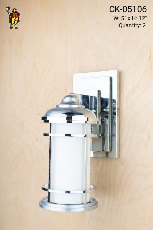 Polished Nickel Mid Century Lantern Wall Sconce