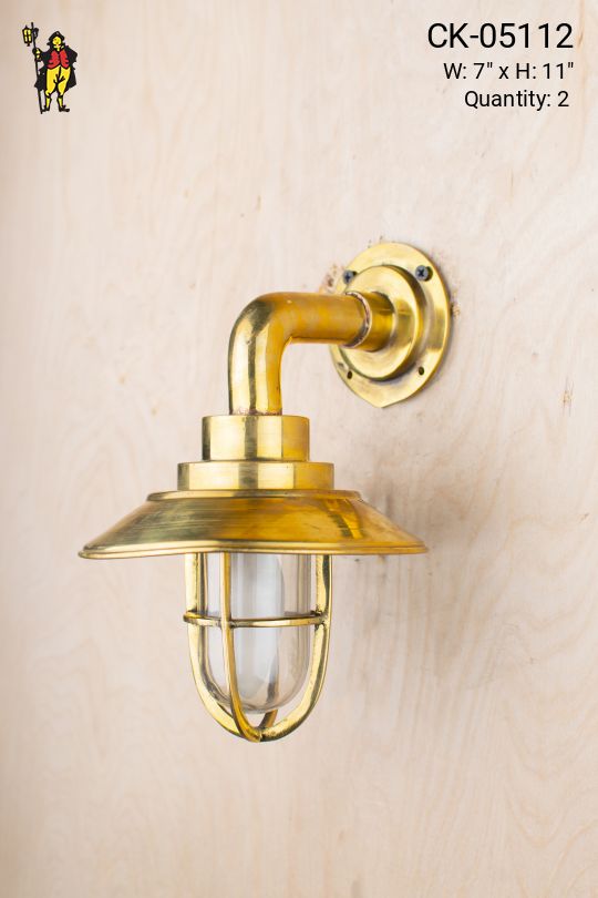 Brass Caged Single Down Light Wall Sconce