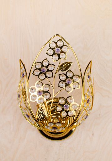 Contemporary Polished Brass & Crystal