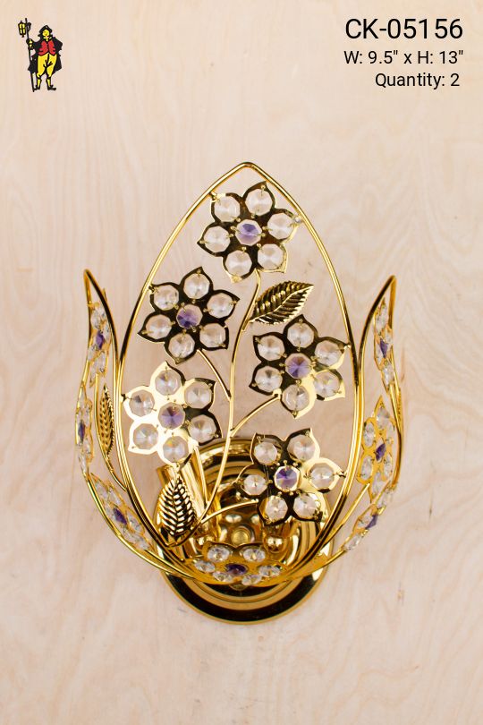 Contemporary Polished Brass & Crystal