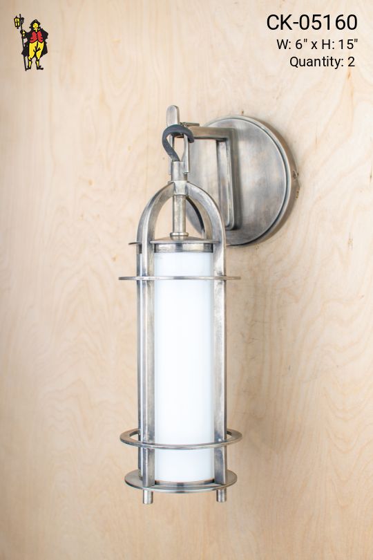 Mid Century Modern Nickel Lantern Wall Sconce