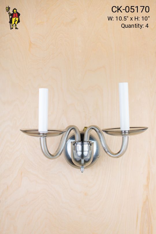 Glass Contemporary Two Candle Wall Sconce