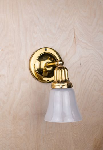 One Light Straight Arm Polished Brass Wall Sconce With Frosted Glass Shade