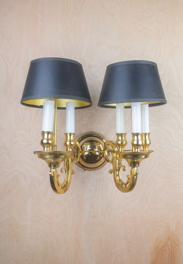 Six Candle Curved Arm Wall Sconce w/Black Shade