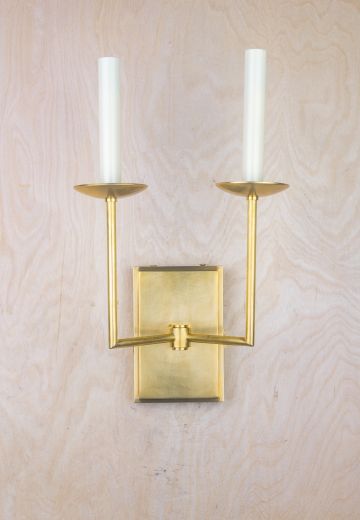 Tall Two Candle Brass Wall Sconce