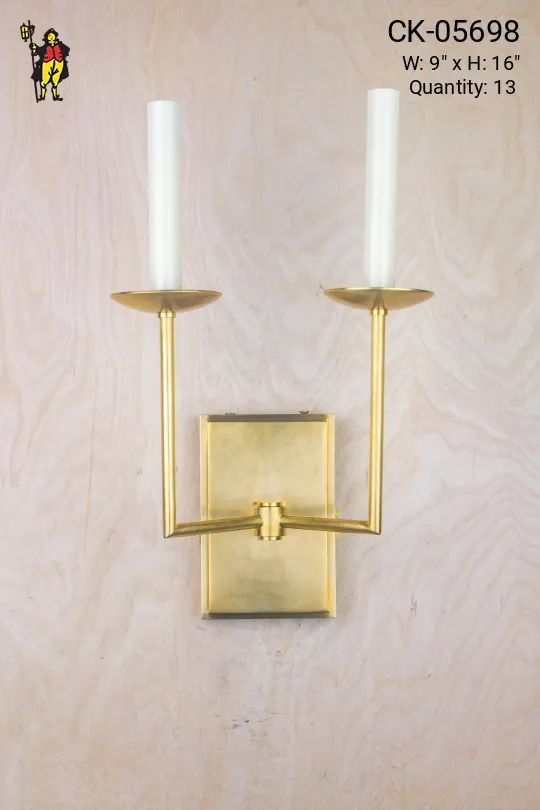Tall Two Candle Brass Wall Sconce