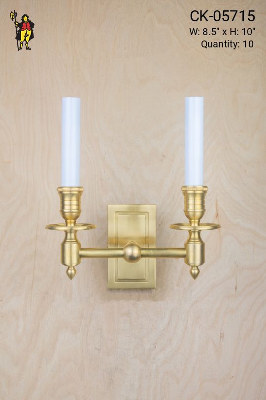 Two Candle Brass Wall Sconce
