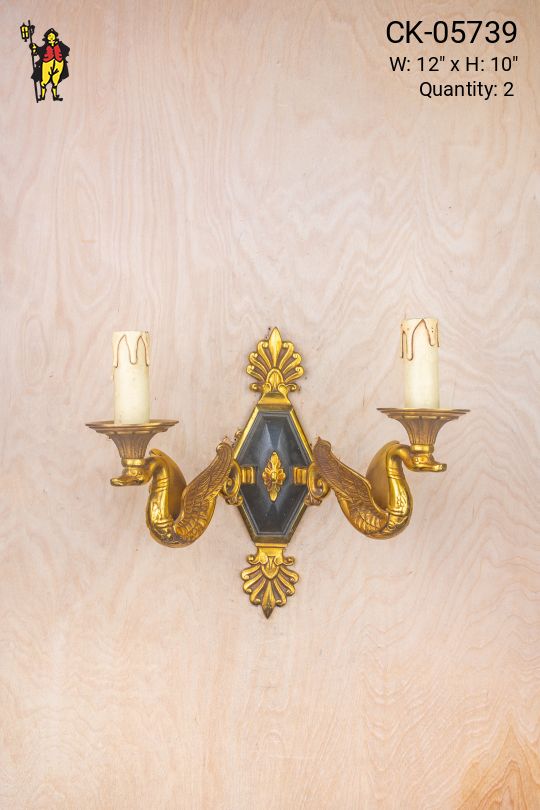 Two Bird Black & Brass Wall Sconce
