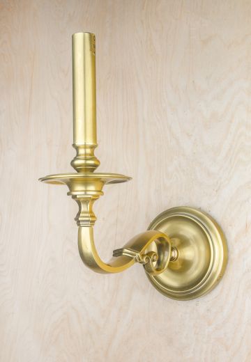 Single Brass Candle Curved Arm Wall Sconce