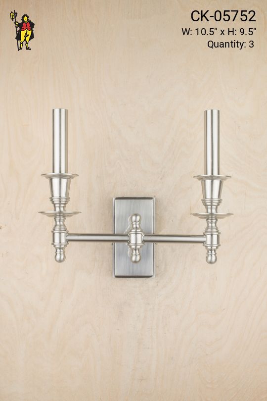 Two Silver Candle Wall Sconce