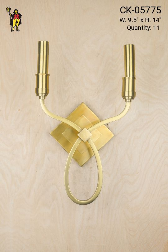 Modern Two Brass Candle Wall Sconce