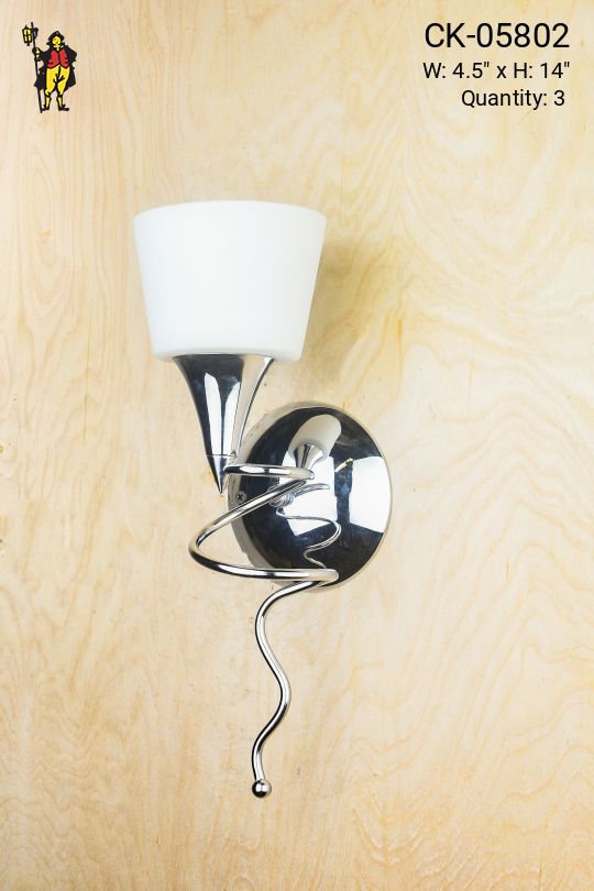 Contemporary Single Light Wall Sconce w/Frosted Glass Shade
