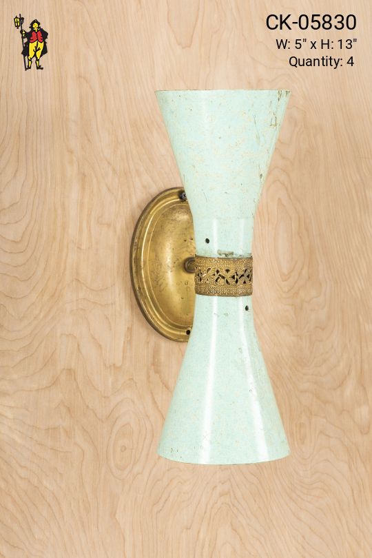 *Distressed* Turquoise Mid-Century Two Light Wall Sconce