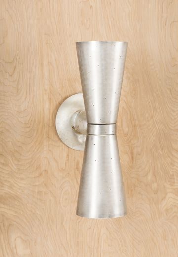 Silver Mid-Century Two Light Wall Sconce