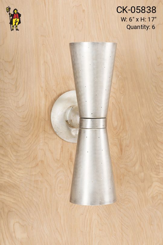 Silver Mid-Century Two Light Wall Sconce