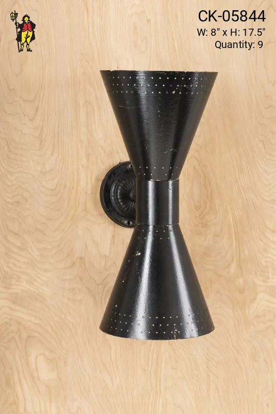 Black Mid-Century Two Light Wall Sconce