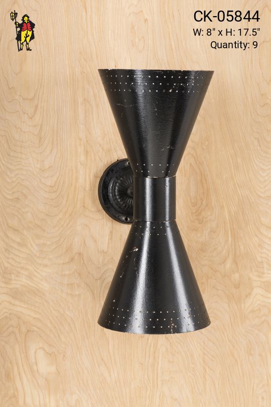Black Mid-Century Two Light Wall Sconce