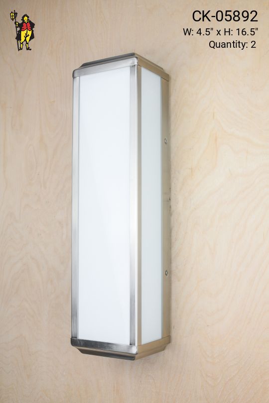 Mid-Century Silver Wall Sconce w/Frosted Glass