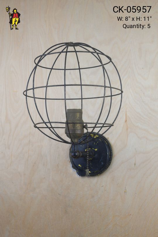 Single Light Wall Sconce w/Distressed Cage