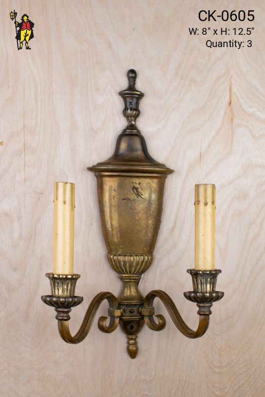 Traditional Two Candle Brass Wall Sconce