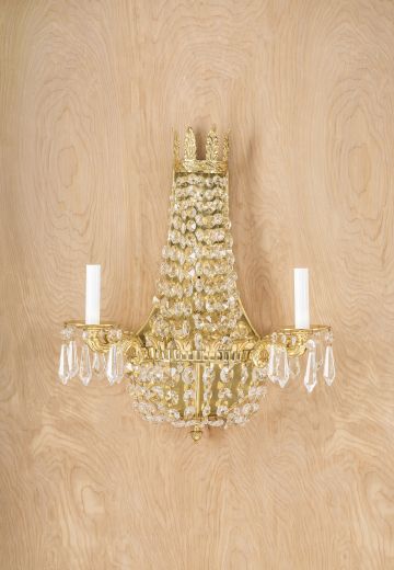 Crystal Basket Two Candle Wall Sconce