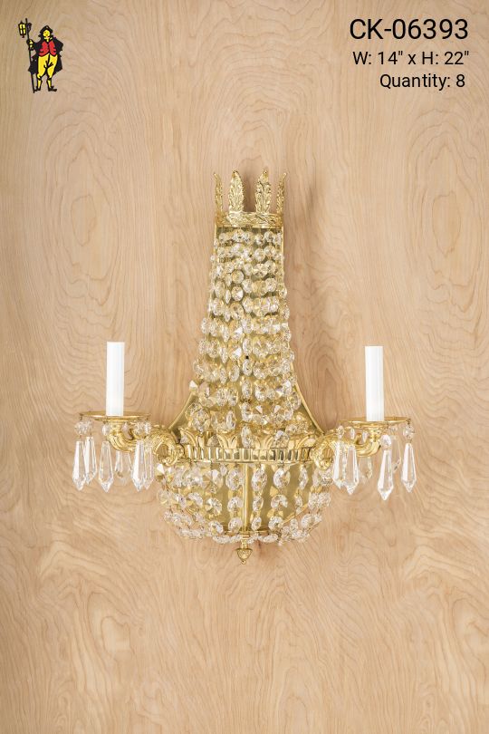 Crystal Basket Two Candle Wall Sconce