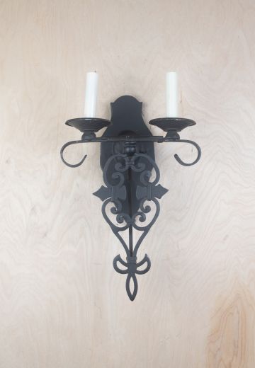 Gothic Two Candle Iron Wall Sconce