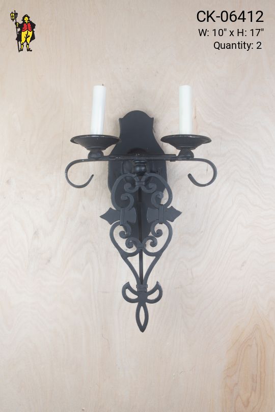 Gothic Two Candle Iron Wall Sconce