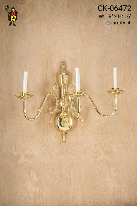 Polished Brass Three Light Wall Sconce