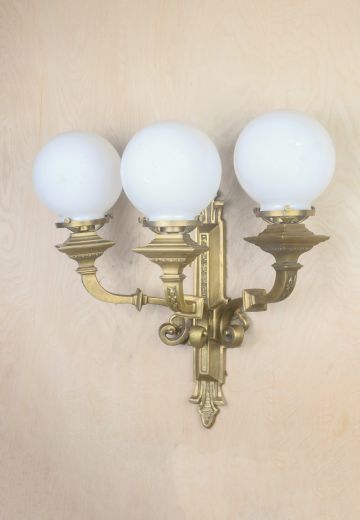 Three Light Brass Wall Sconce