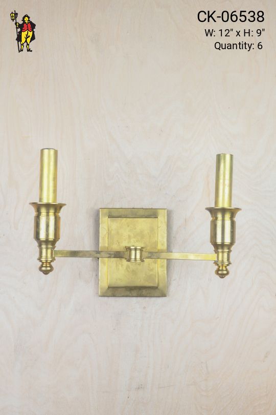 Contemporary Brass Two Candle Wall Sconce