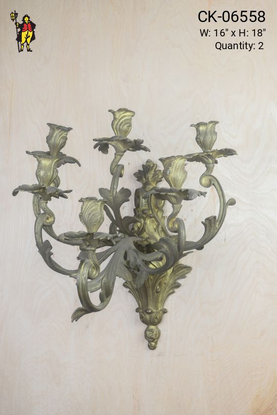 Six Candle Brass Wall Sconce