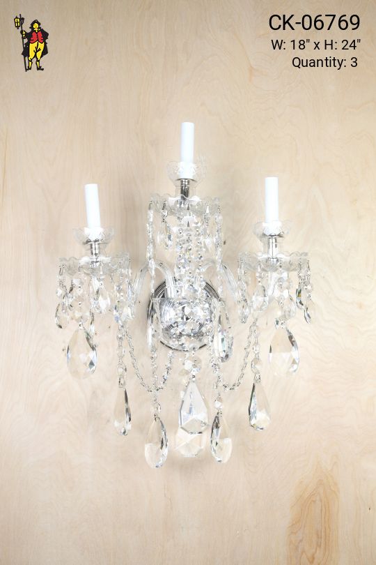 Crystal Three Candle Wall Sconce