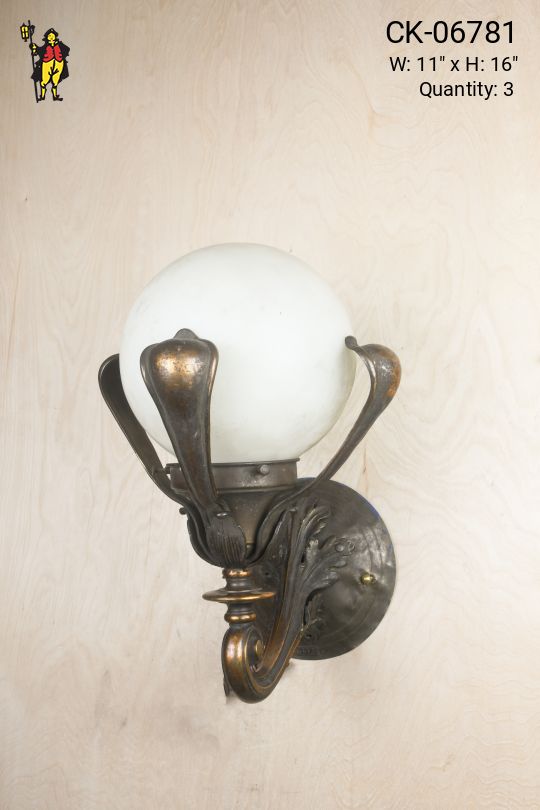 Large Art Neveau Antique Brass Wall Sconce